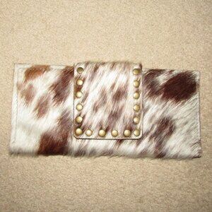 KEEP IT GYPSY!! NEW NEVER USED Western Soft Brown and White Hair on Hide Wallet